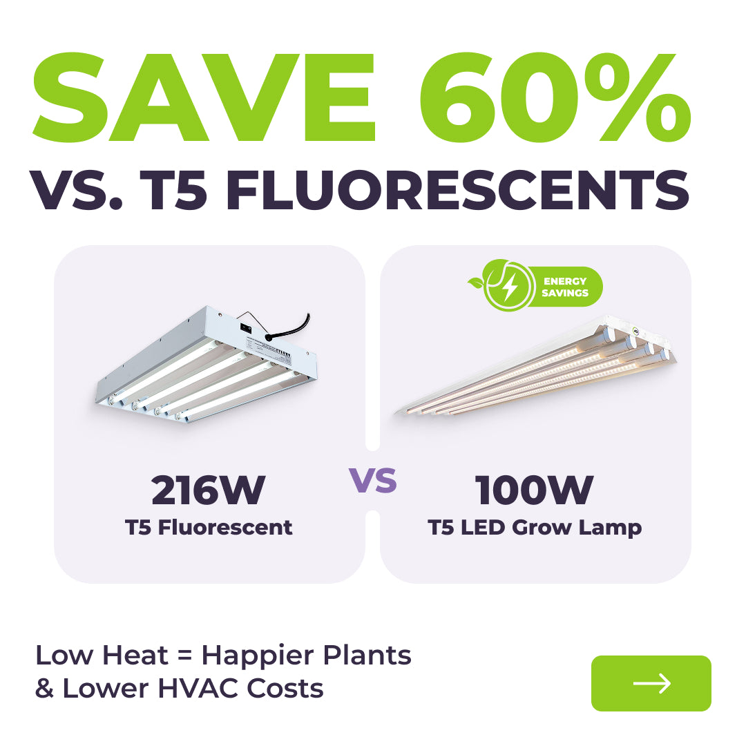 T5 HO 2.0 4FT 4 Lamp LED Grow Light (216W Eqv.) – Sun White Spectrum