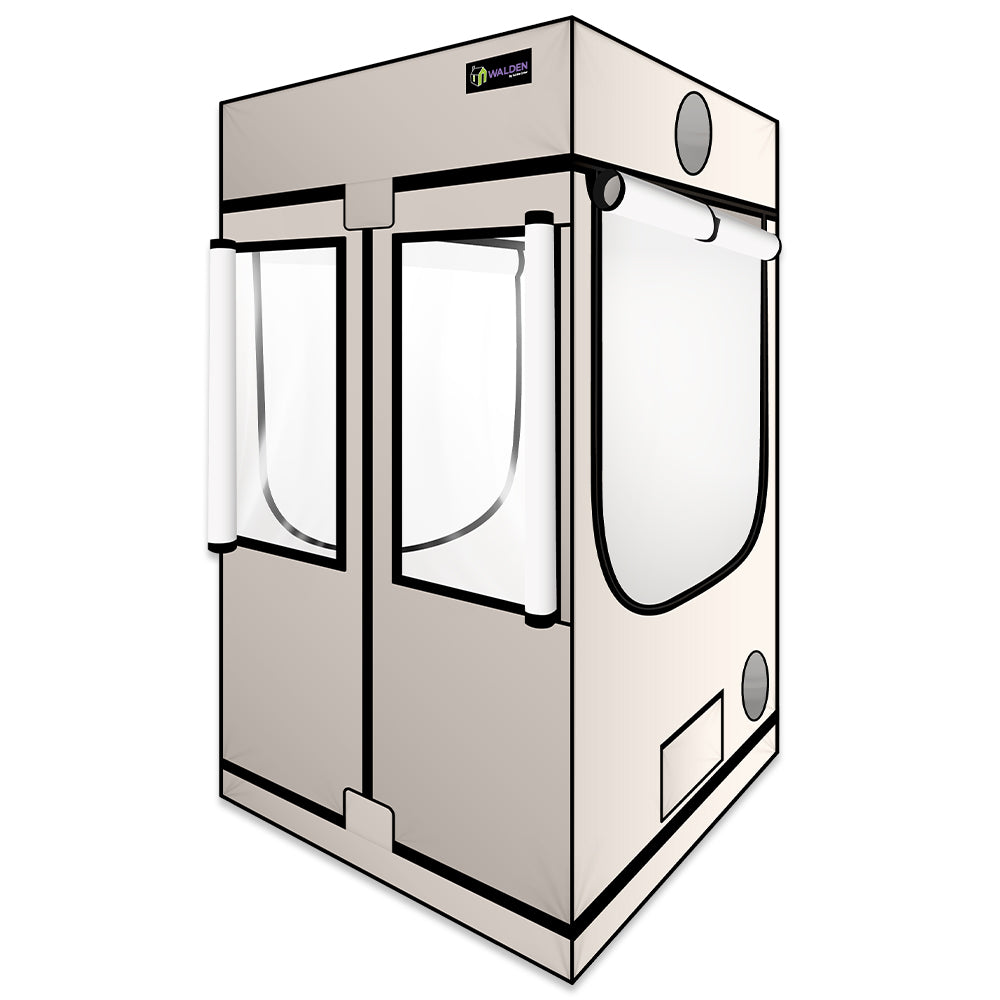 Active grow 4x4 walden white grow tent side open.